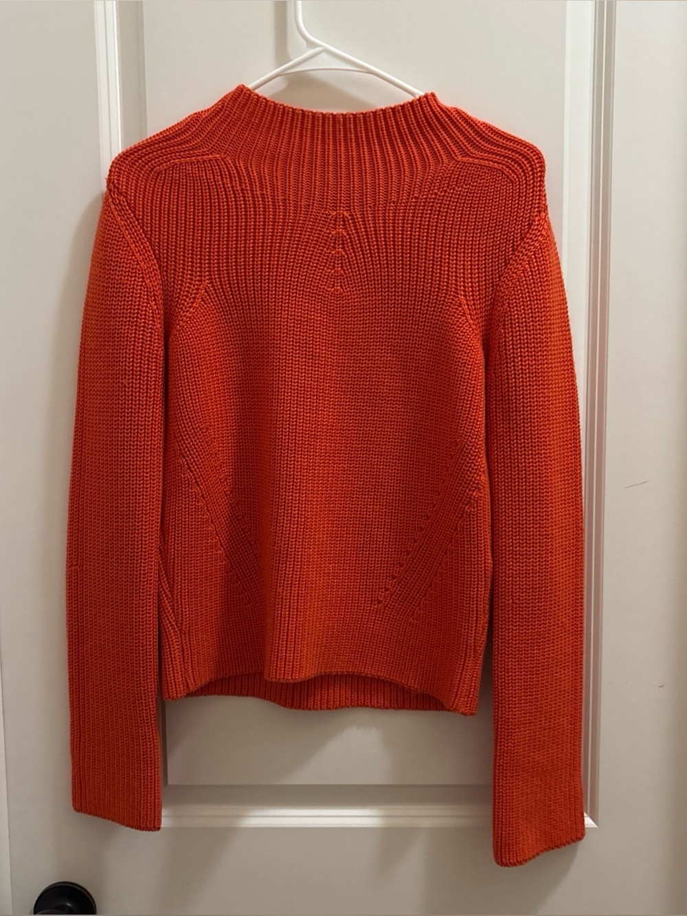 Maje Sweater Small 1 Orange Wool Blend Chunky Ribbed Knit Mock Neck Pullover
